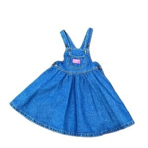 Vintage Oshkosh Denim Dress Dressall Overall Sz 6 Jean Blue Vestbak Girls
